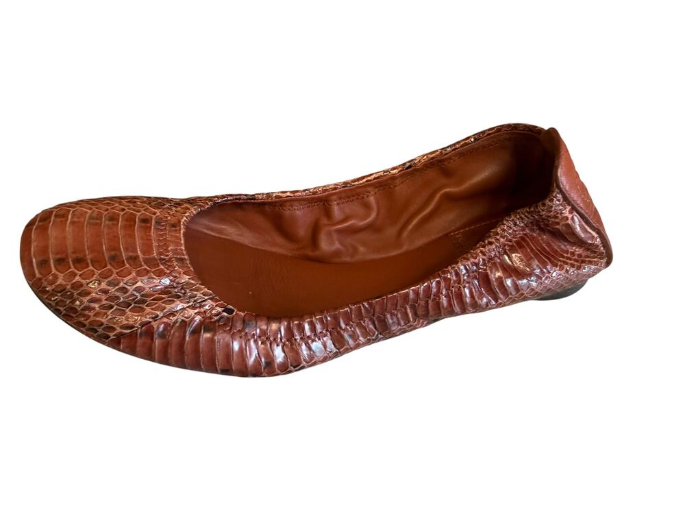 Tory Burch Eddie Snake Python Print Ballet Flats Whiskey 7